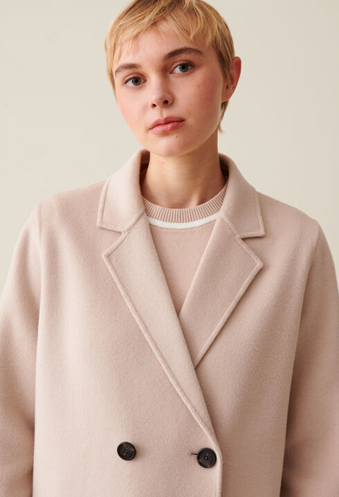Mid-length beige wool blend coat 