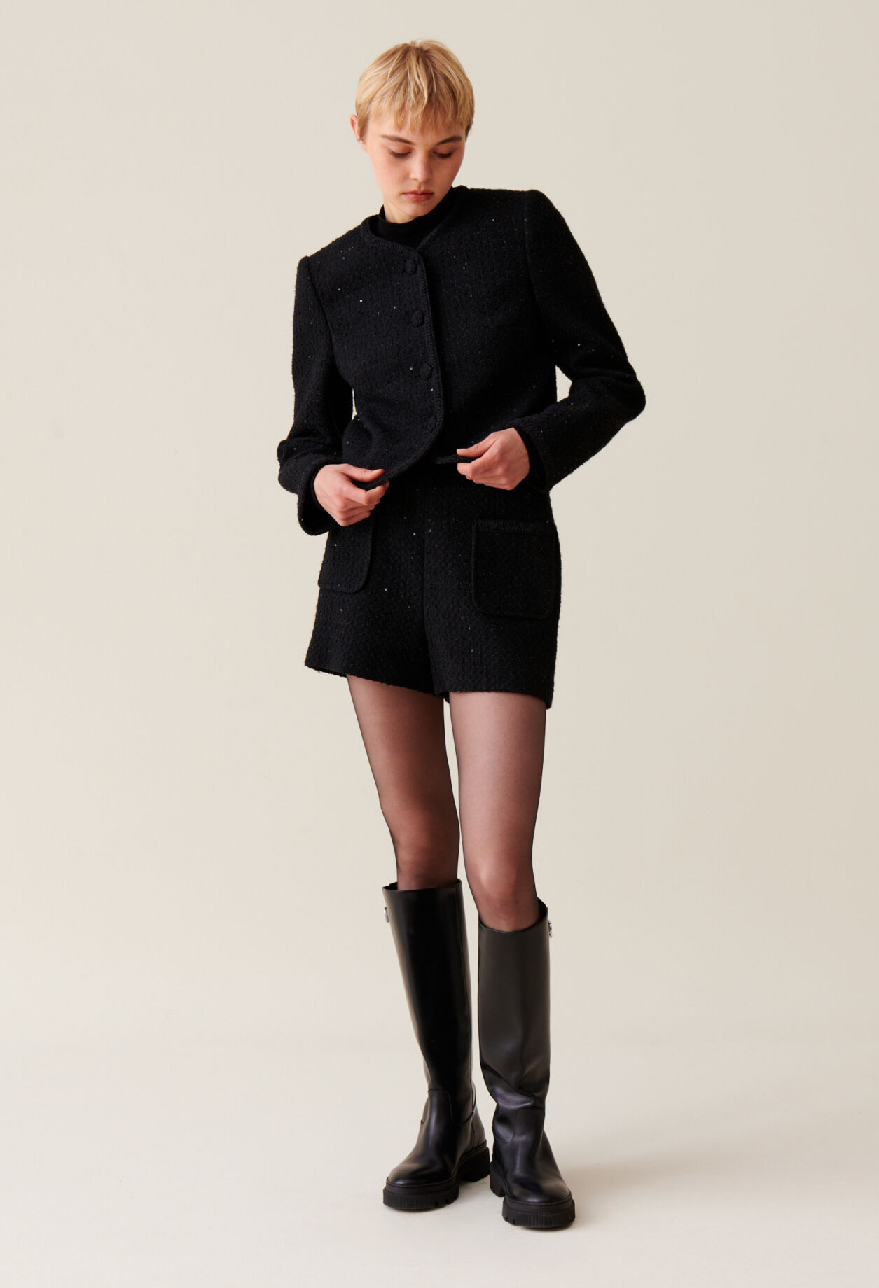 Short tweed jacket hotsell