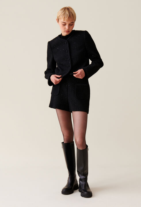 Black straight tweed jacket