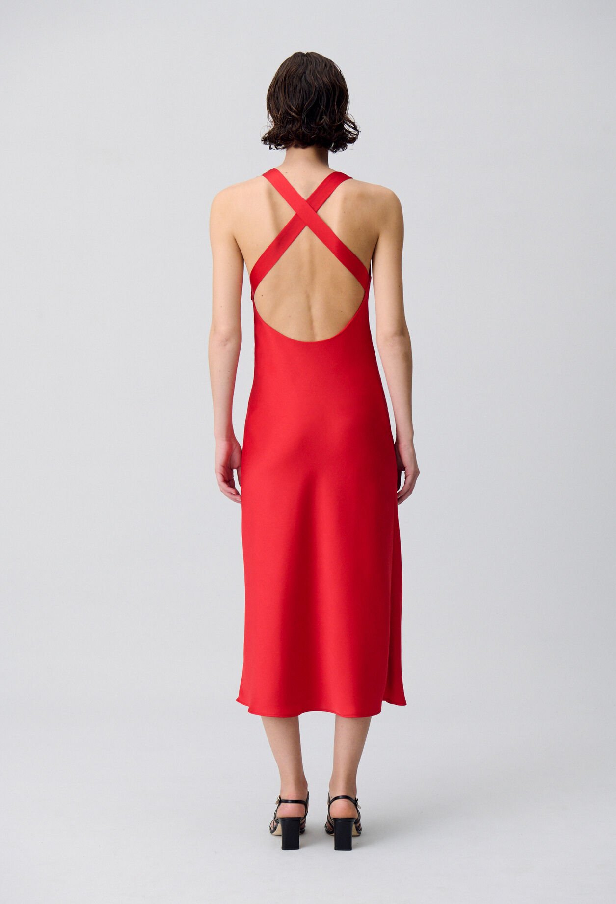 Satin Open-Back Maxi Dress