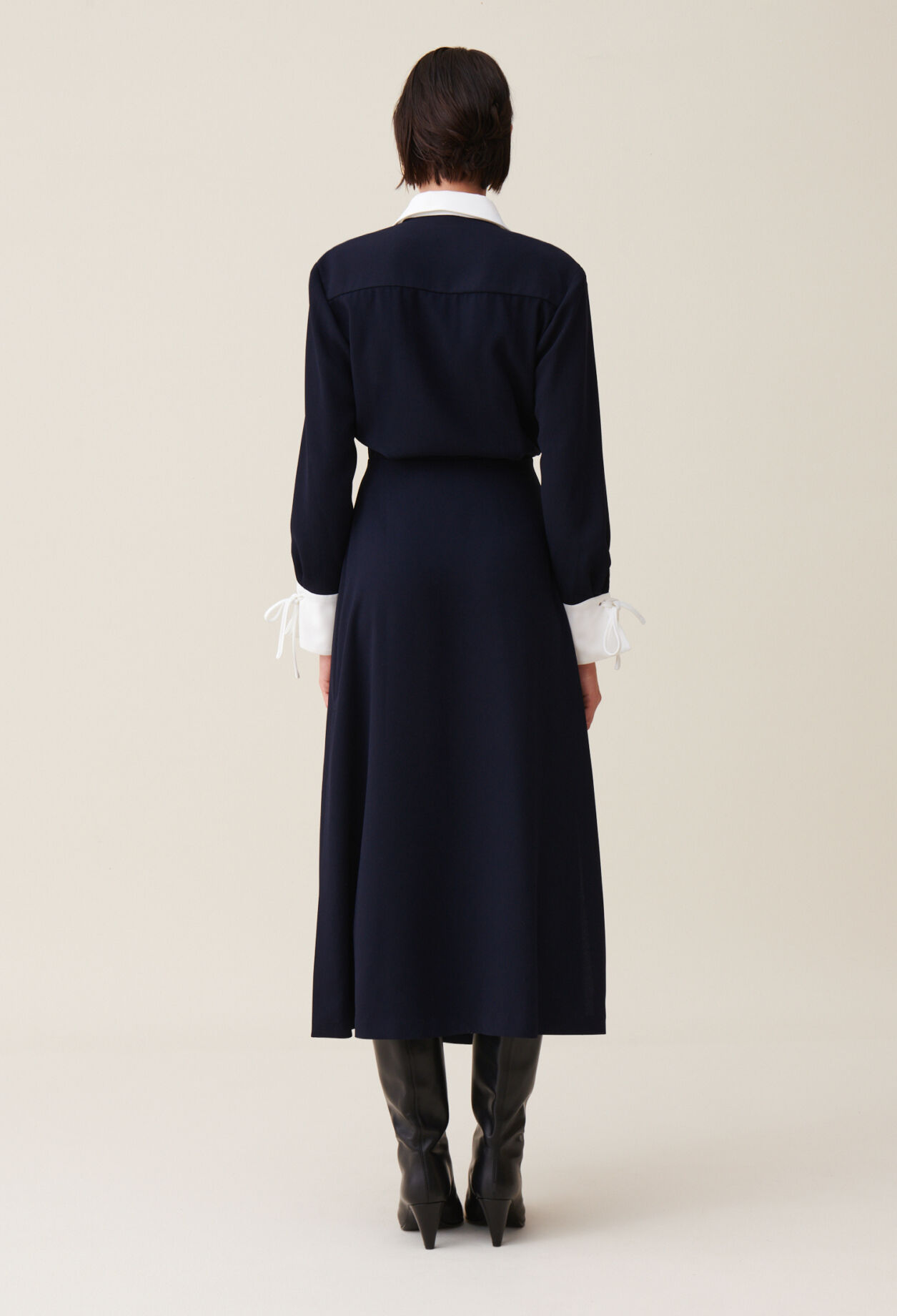Navy wrap fluid maxi dress