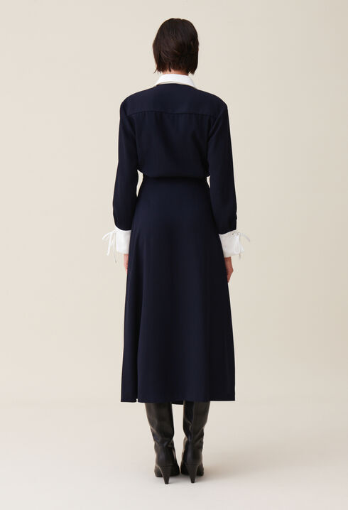 Navy wrap fluid maxi dress