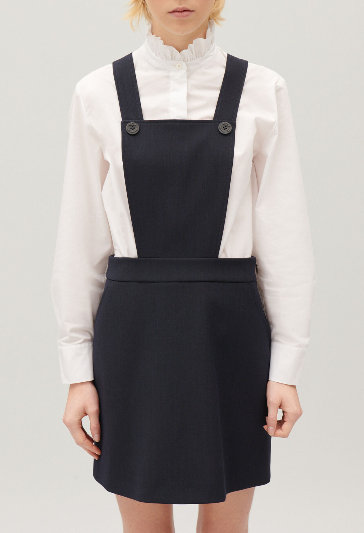 Short navy dress with straps