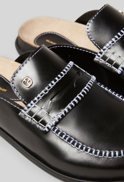 Smooth leather mules