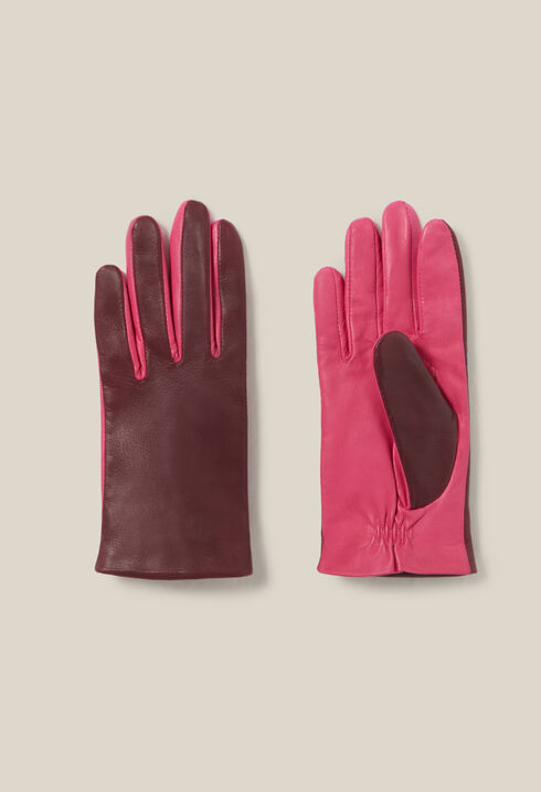 Two-tone leather gloves