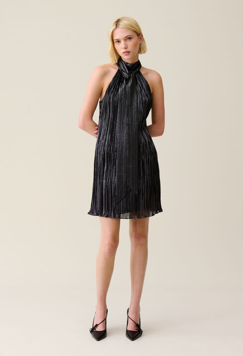 Silver pleated mini dress