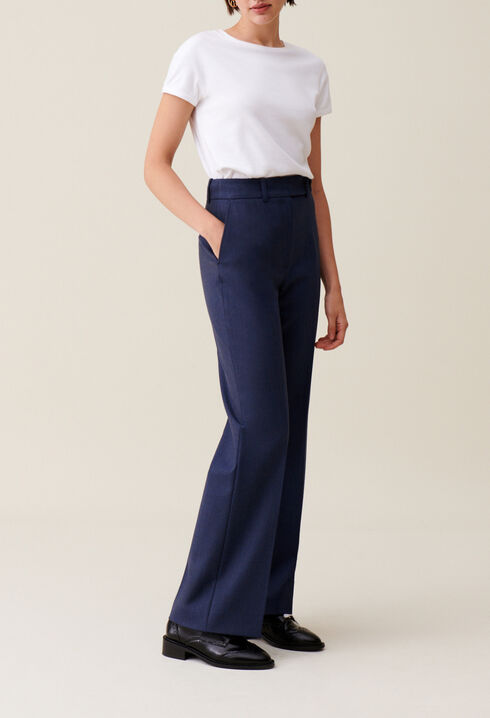 Navy wool suit trousers