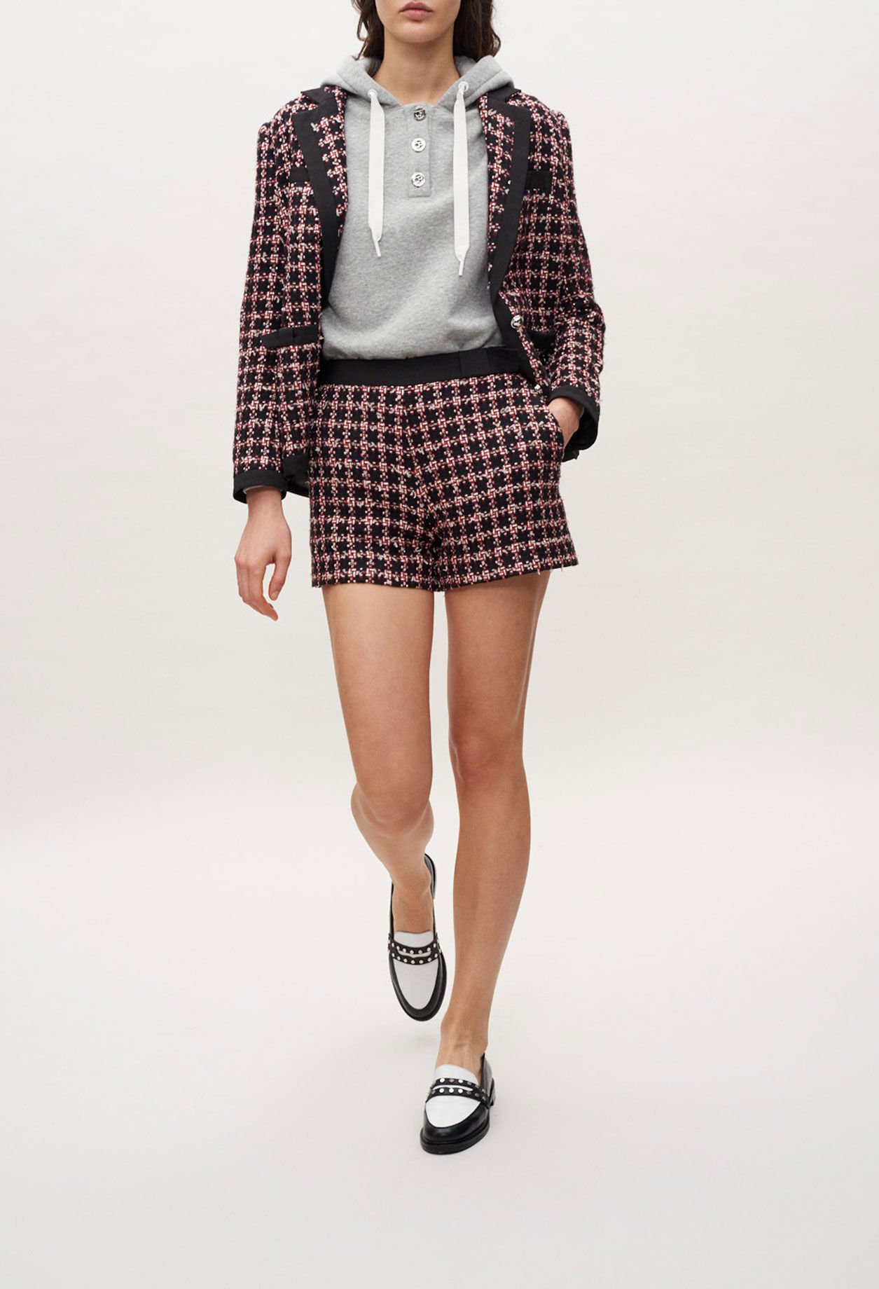 High-waisted tweed shorts