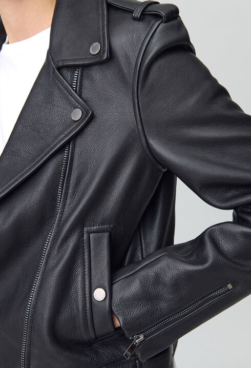 Black grained leather jacket