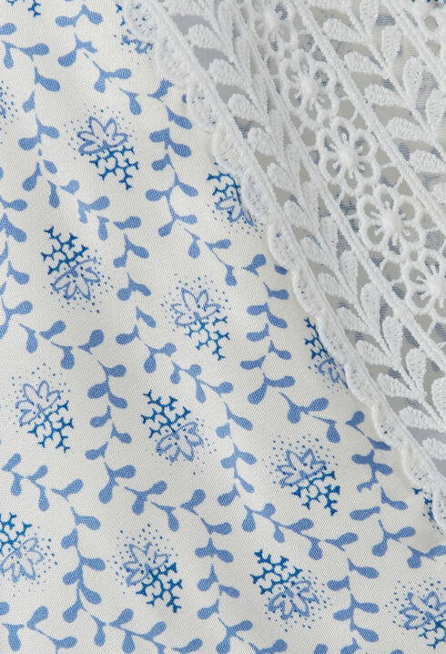 Lace-print satin top