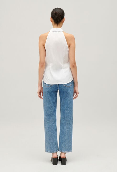 Sleeveless white shirt