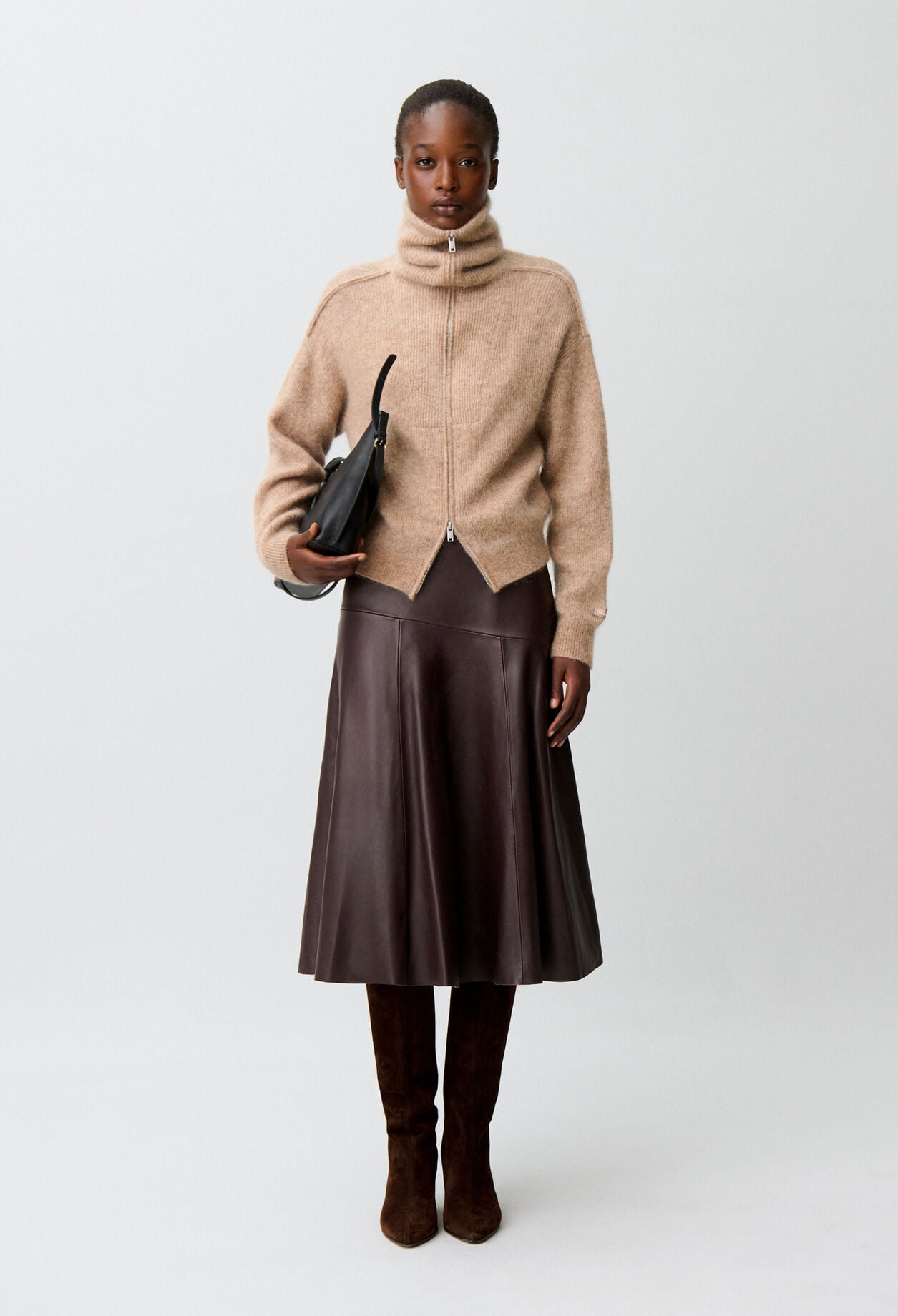 Brushed effect knit cardigan