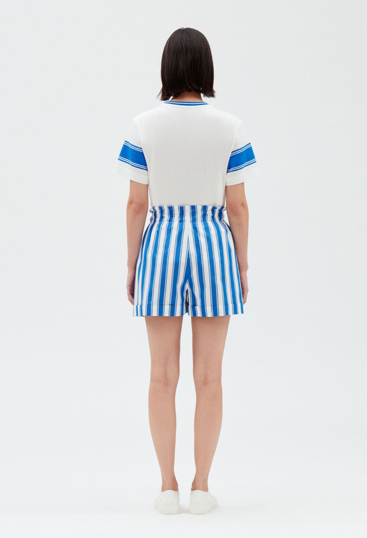 Blue striped cotton shorts
