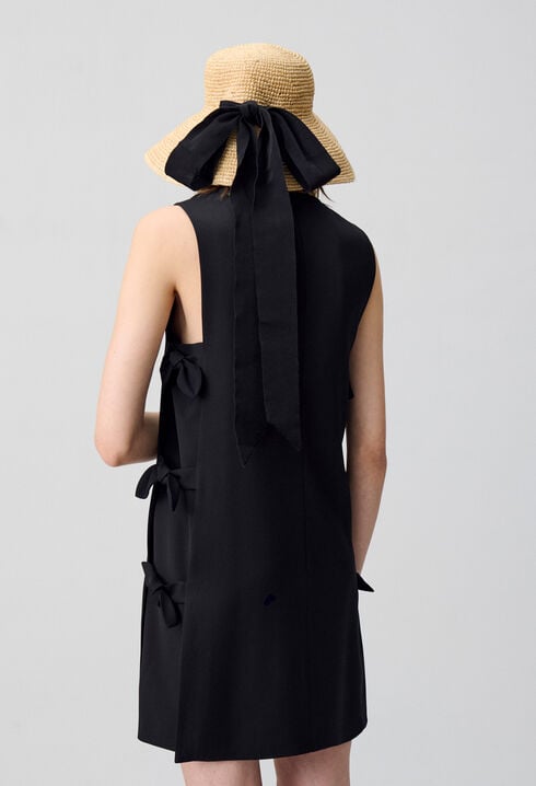Raffia hat with ribbon