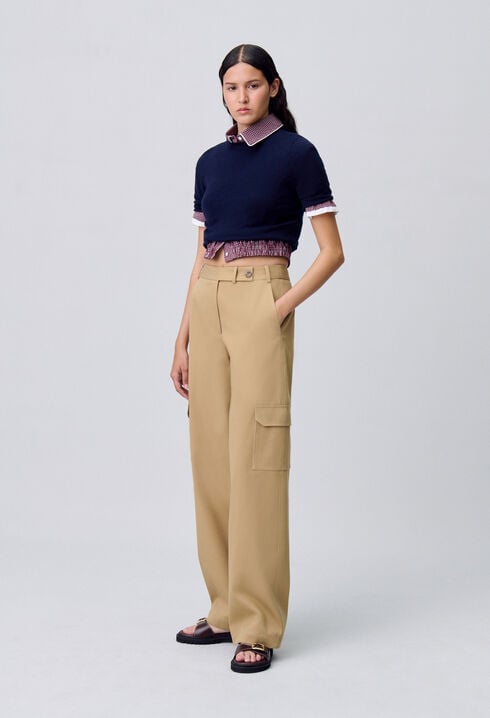 Wide-Leg Straight Cargo Trousers