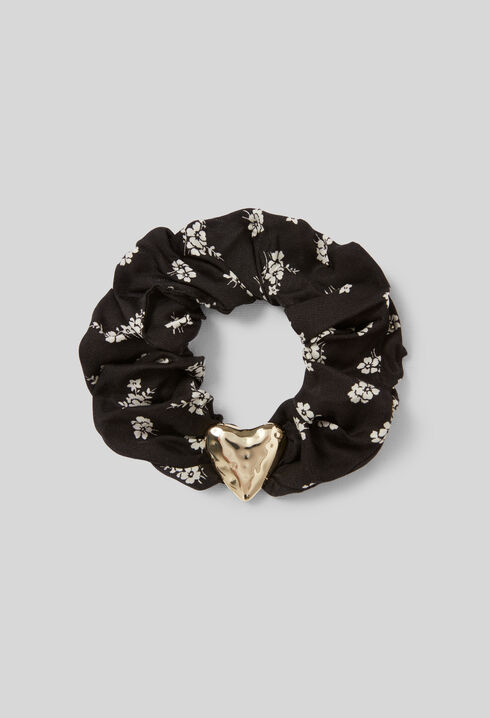 Heart Jewel Floral Scrunchie