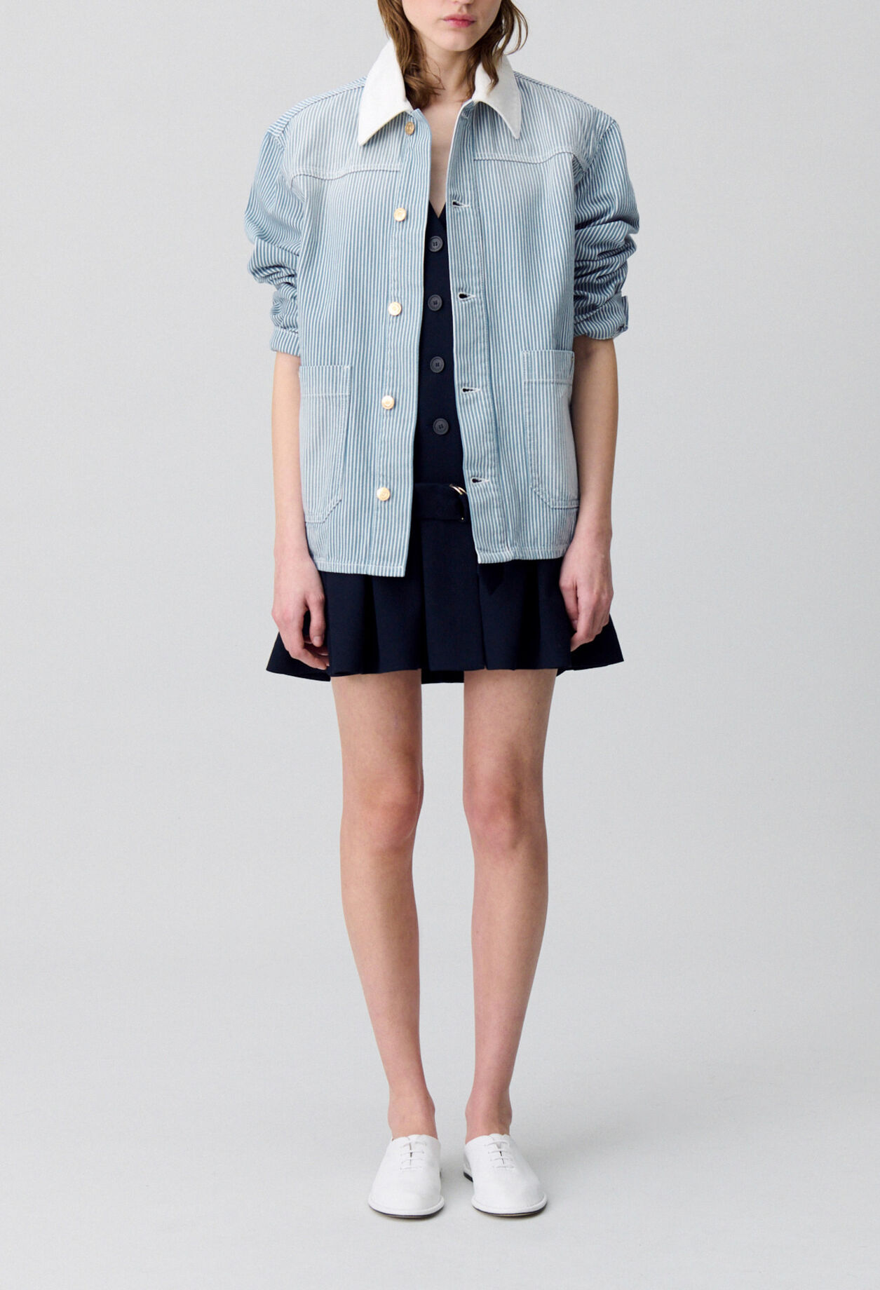Striped denim gabardine jacket