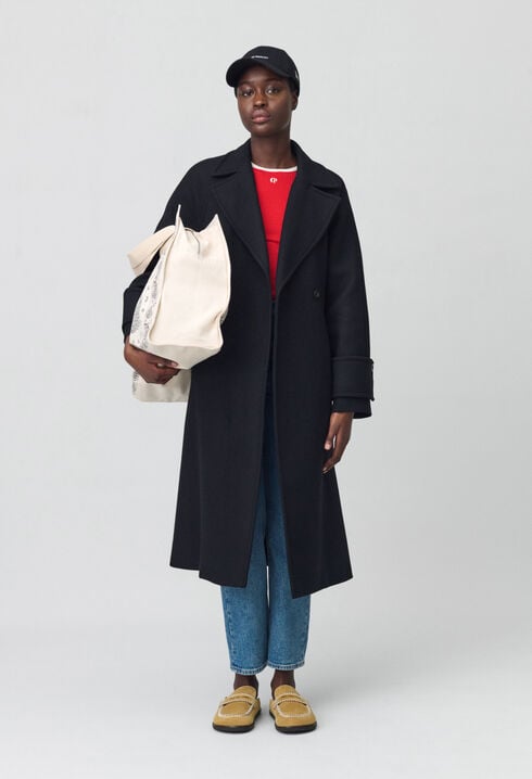 Mid-length wool blend coat