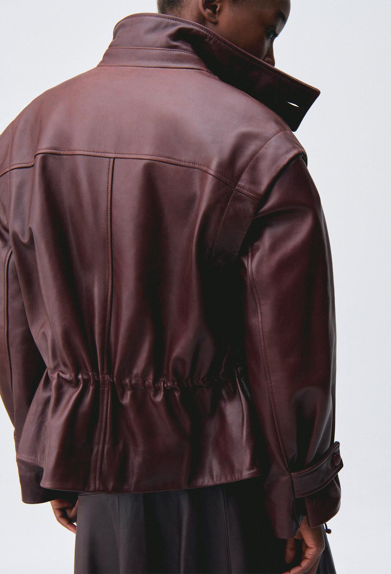 Wide-cut leather jacket