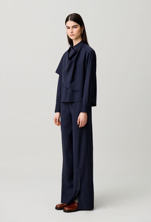 Wool blend shawl jacket
