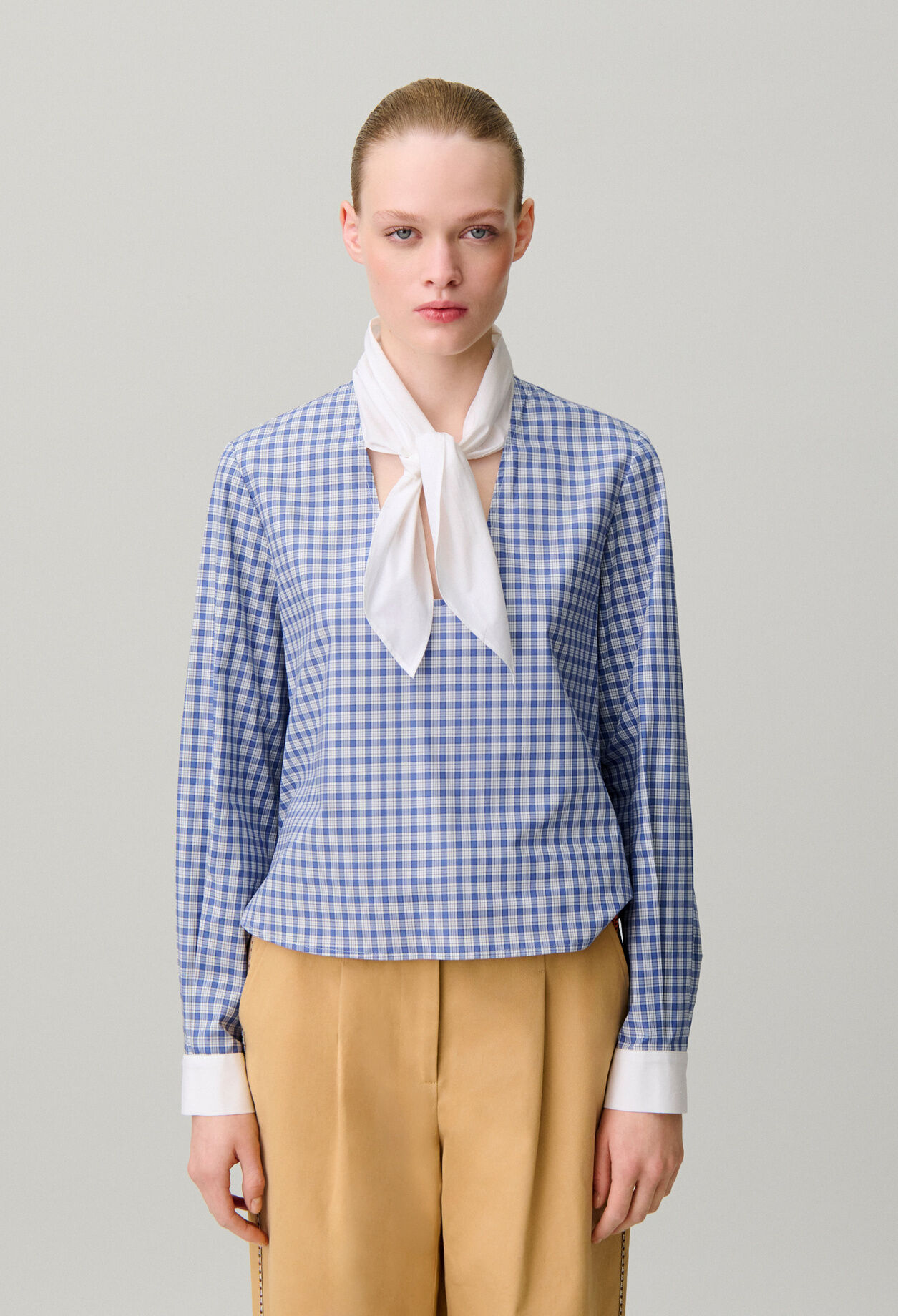 Checked poplin blouse