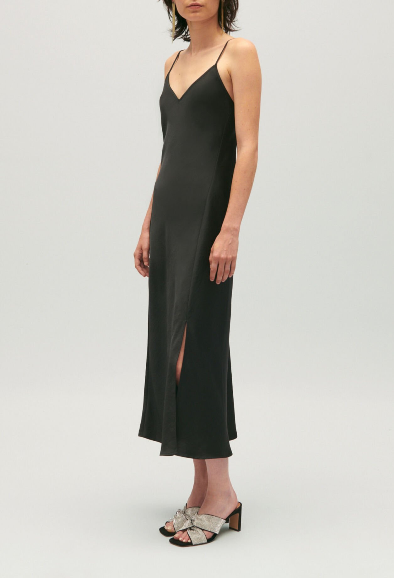 Black midi babydoll dress 