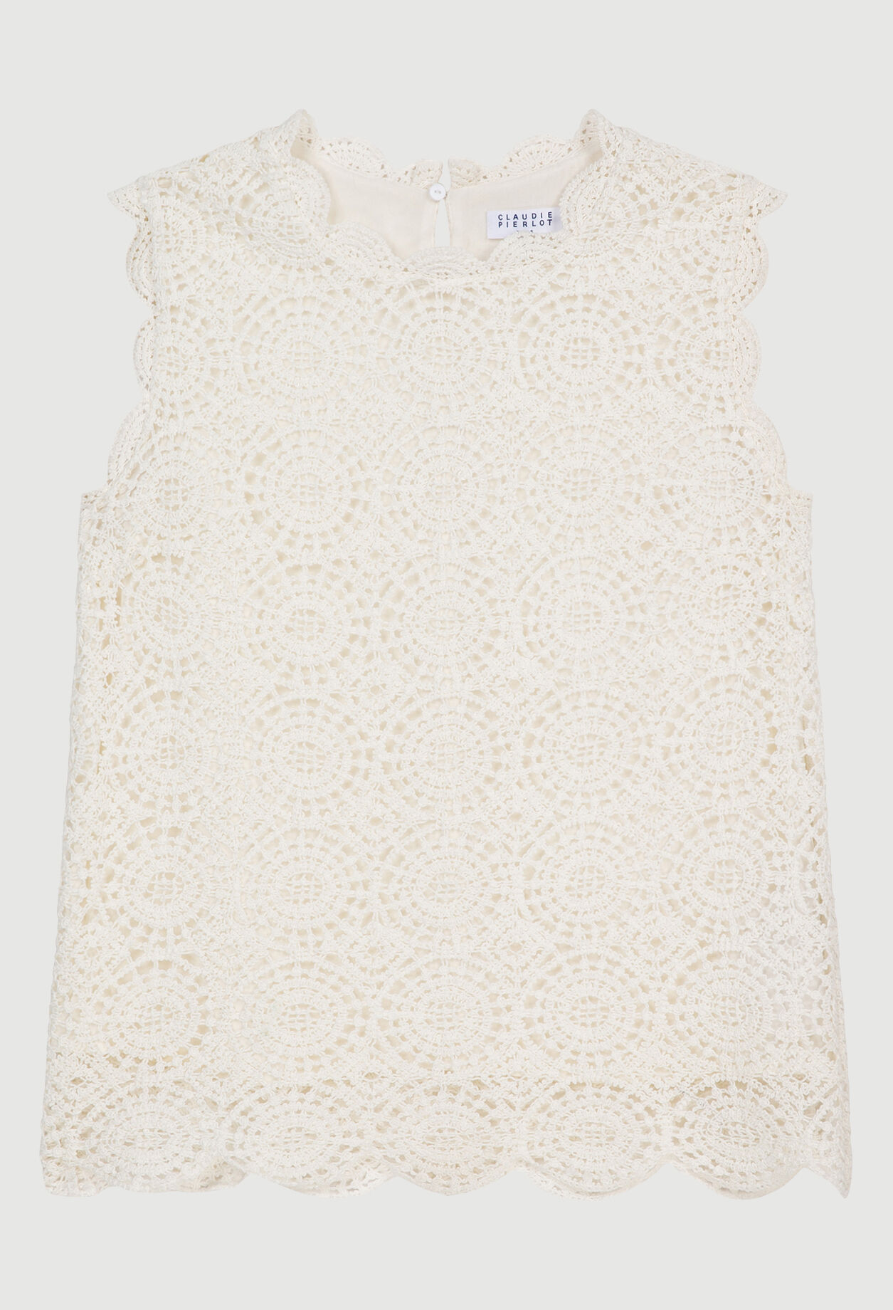 Sleeveless top with lace pattern
