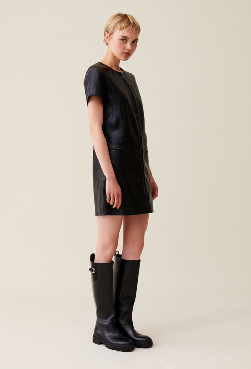 Short Zipped Leather Dress