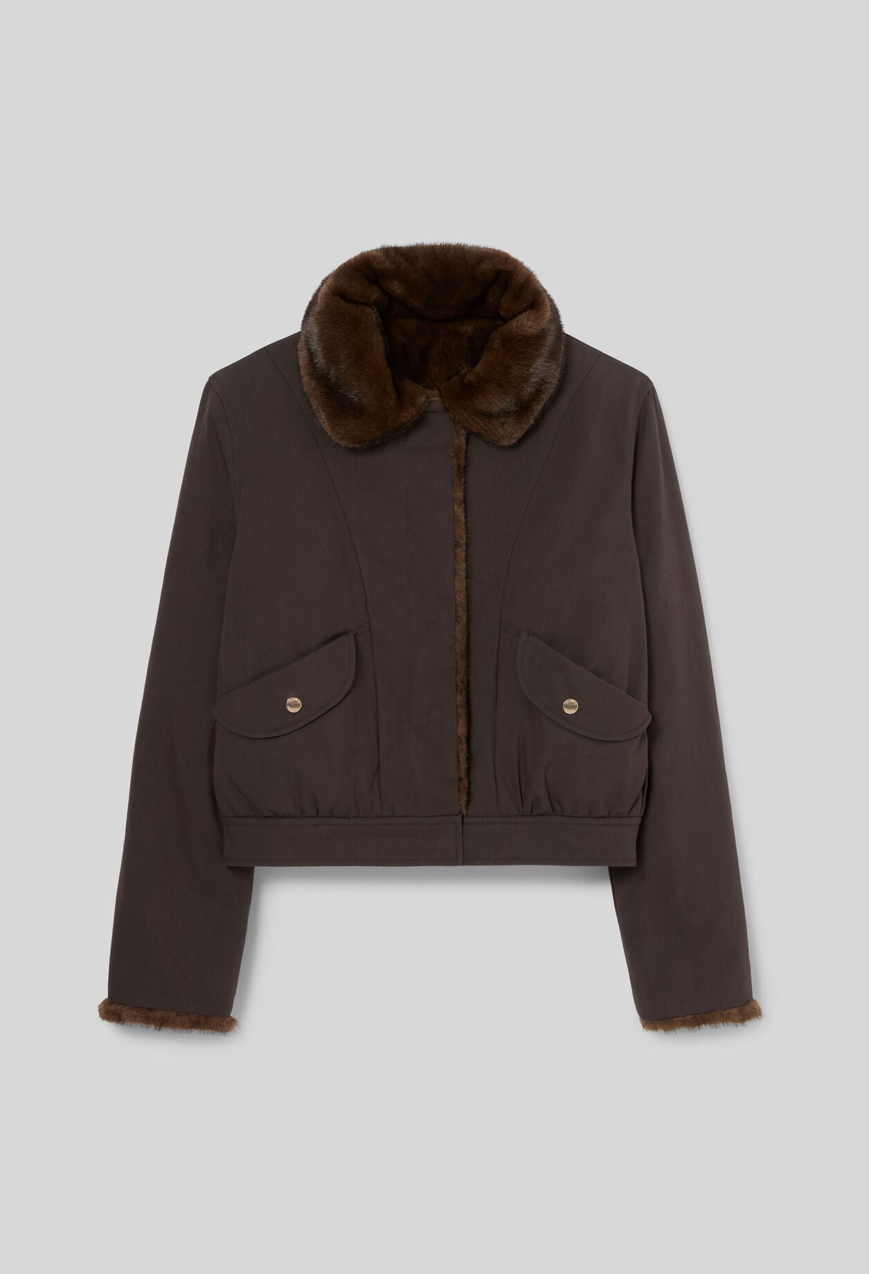 Short reversible nylon parka