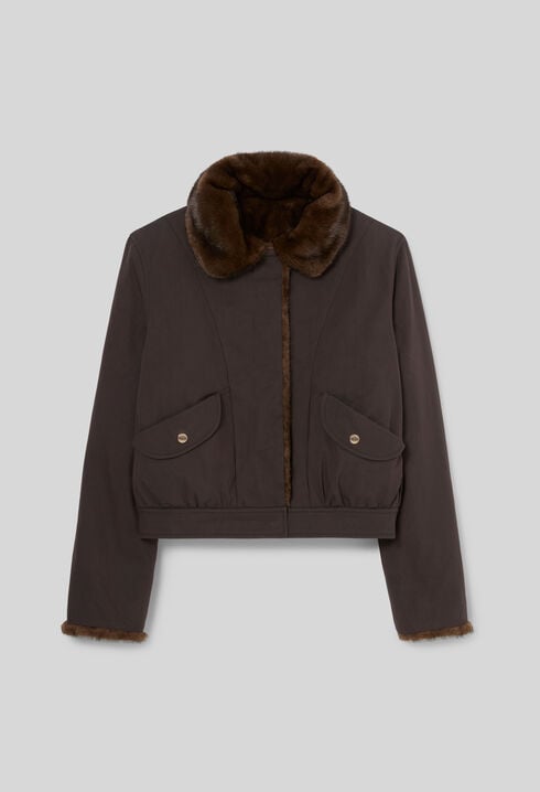 Short reversible nylon parka
