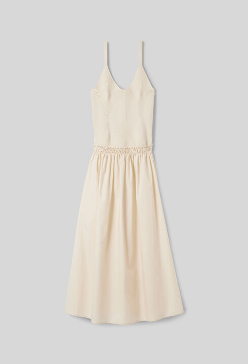 Midi dress with crochet bodice