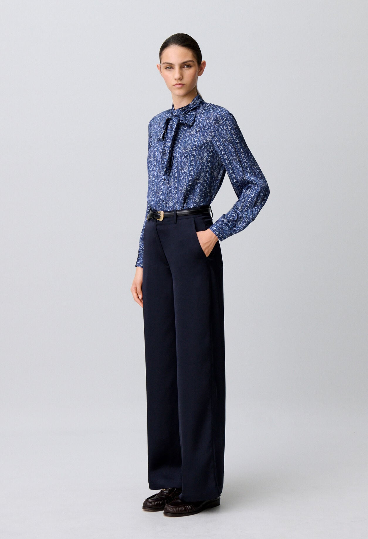 Straight satin trousers
