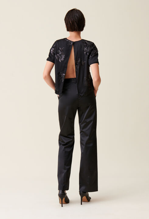 Black top with embroidered sequins