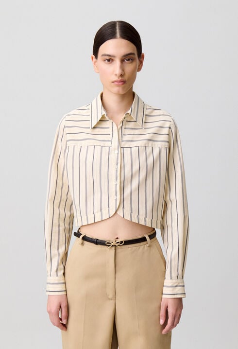 Short-cut striped shirt