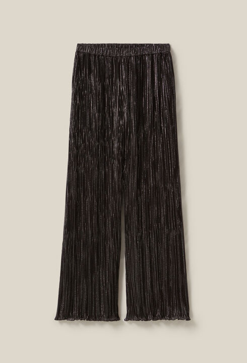 Silver pleated fluid trousers