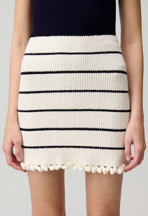 Striped fine knit skirt