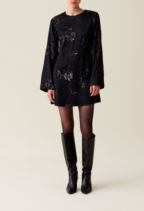 Black dress embroidered sequins