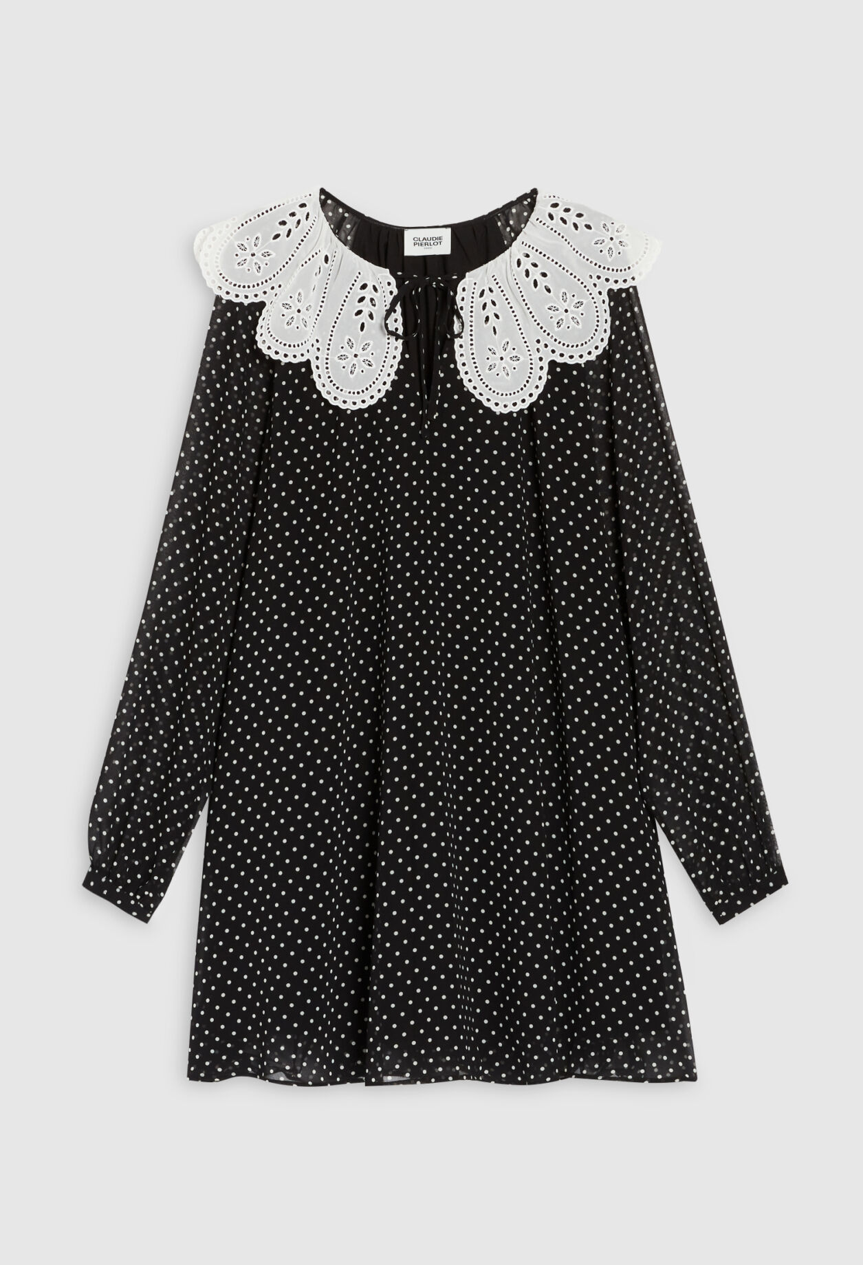 Rifi short dress large dot print collar