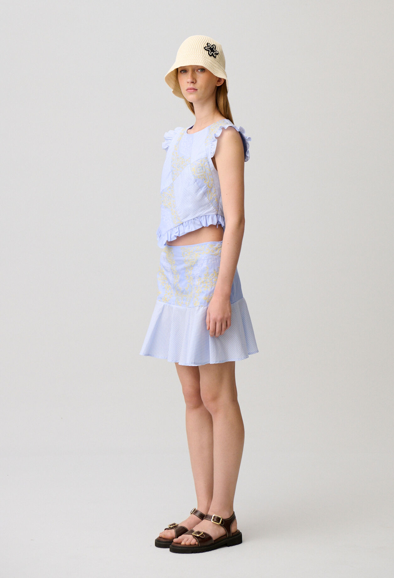 Printed ruffled top