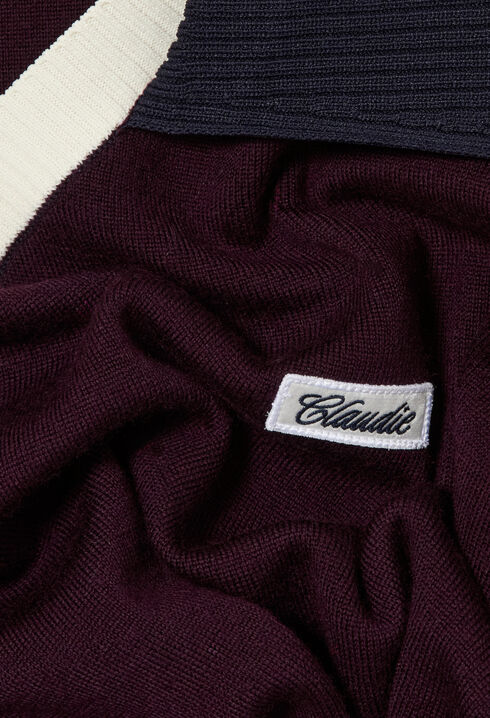 Contrast double collar knit jumper