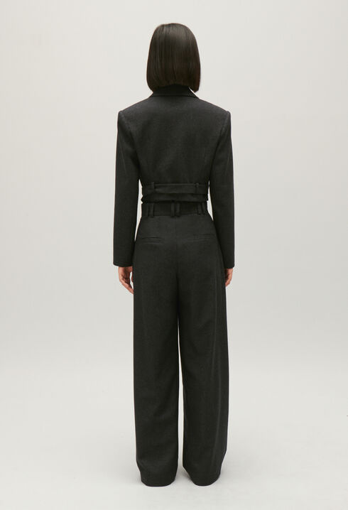 Flecked grey cropped suit jacket