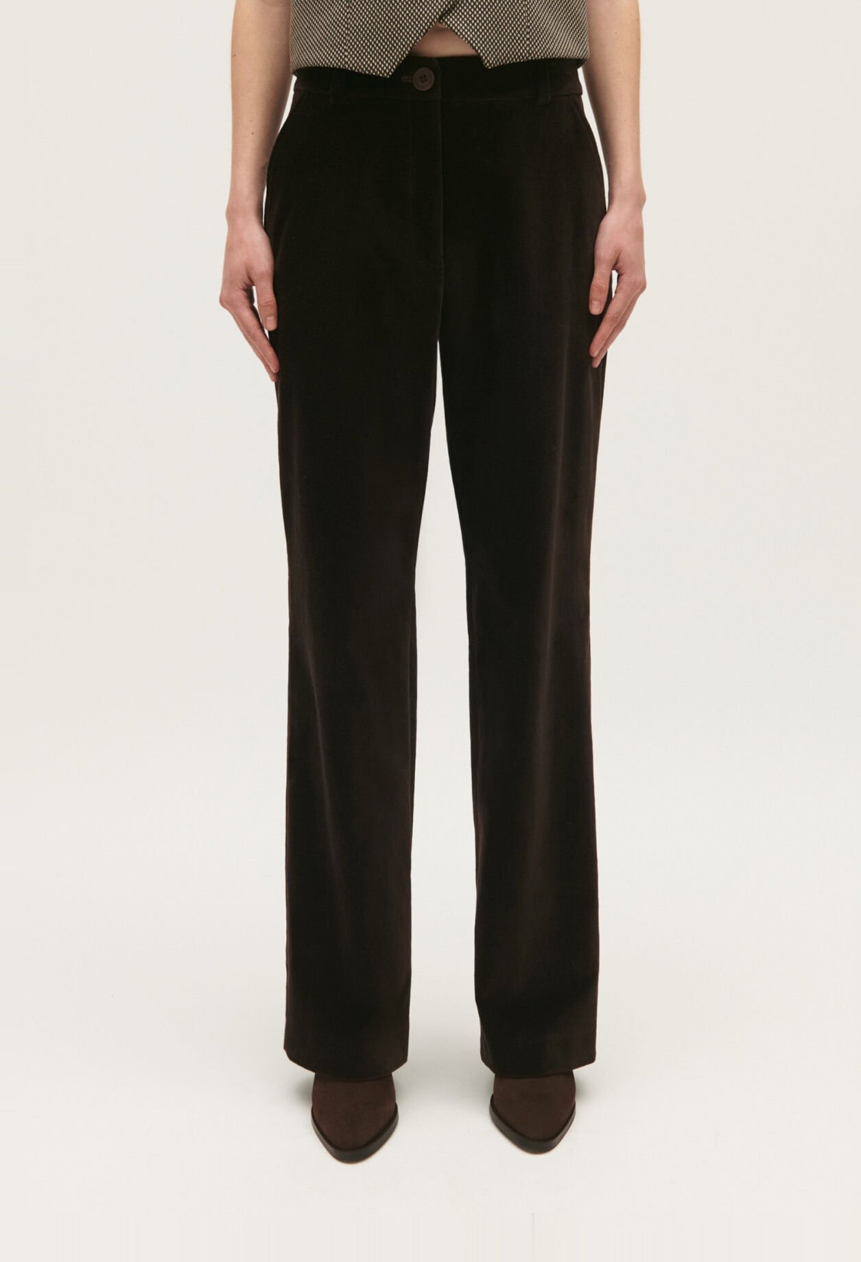 Chocolate velvet suit trousers
