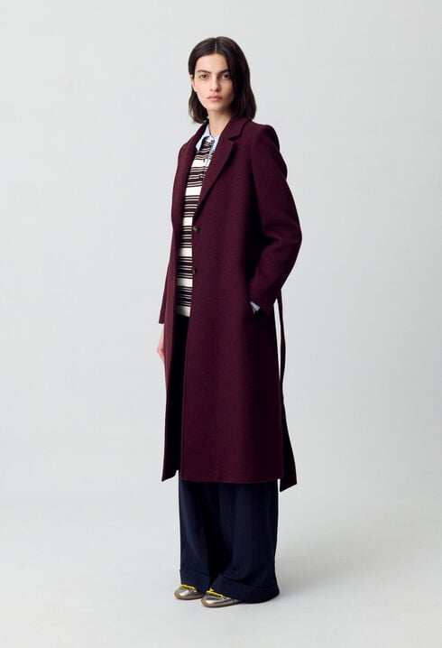 Long double-breasted wool coat