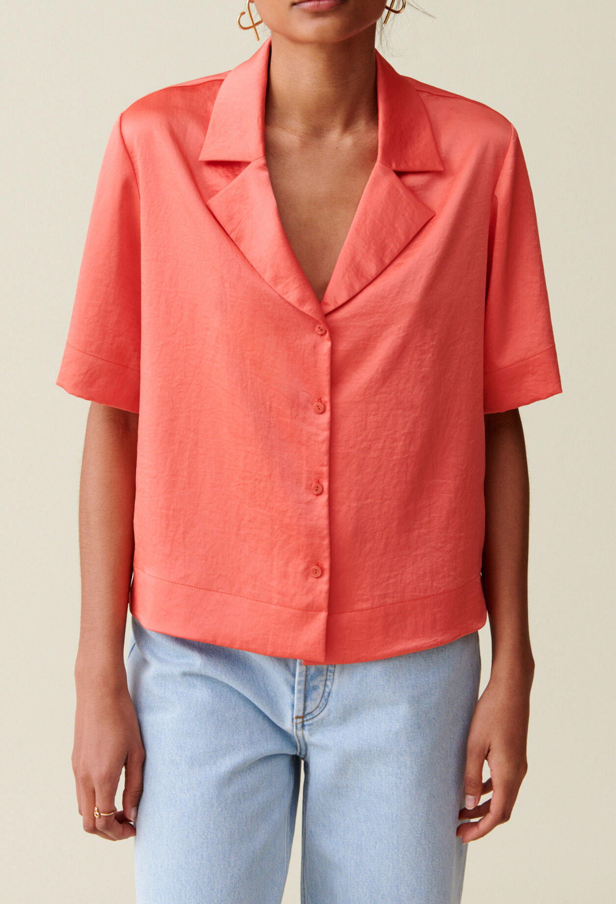 Flowing Satin Mandarin Shirt