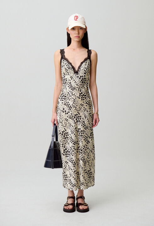 Satin animal print dress