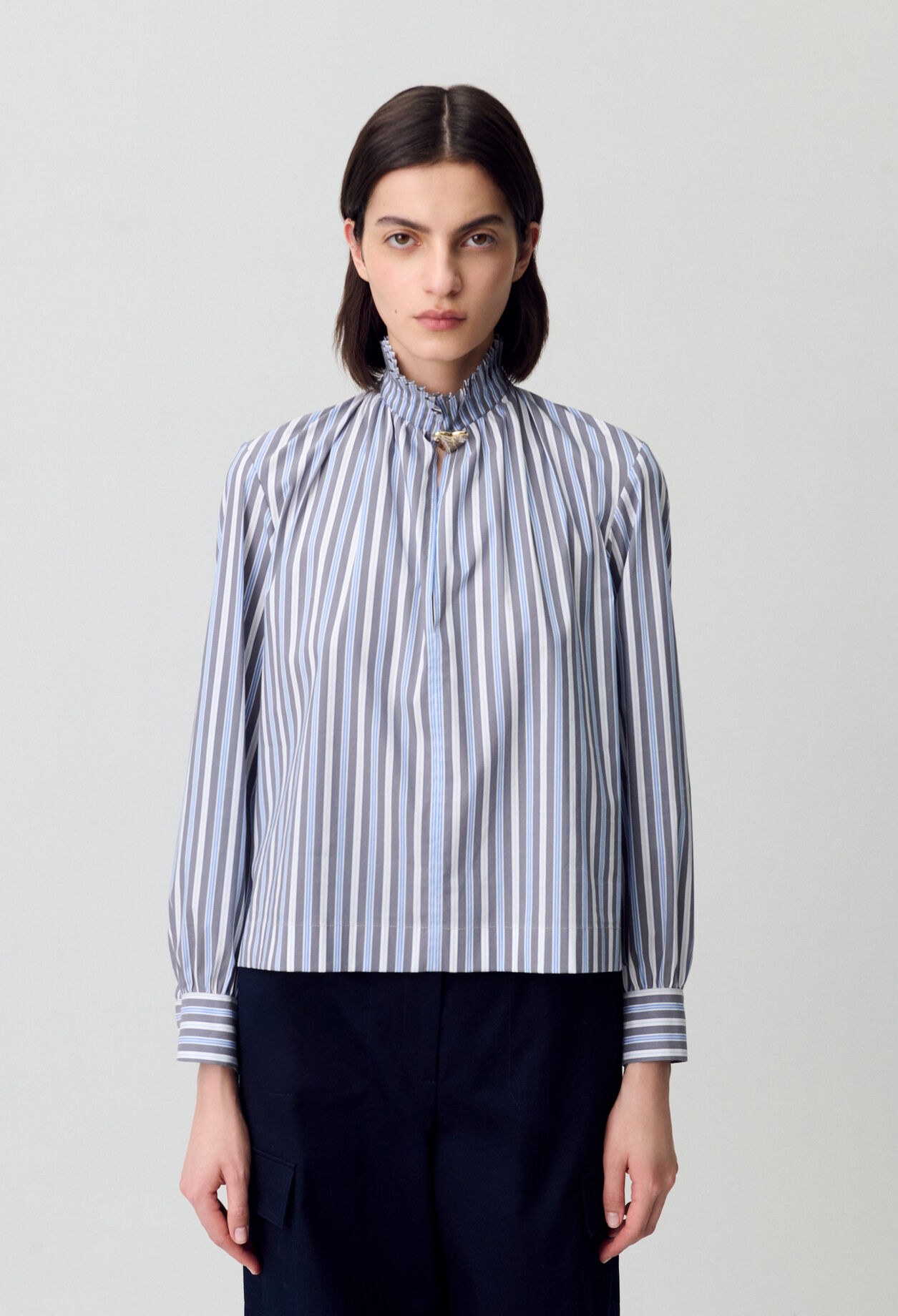 Striped Victorian collar blouse