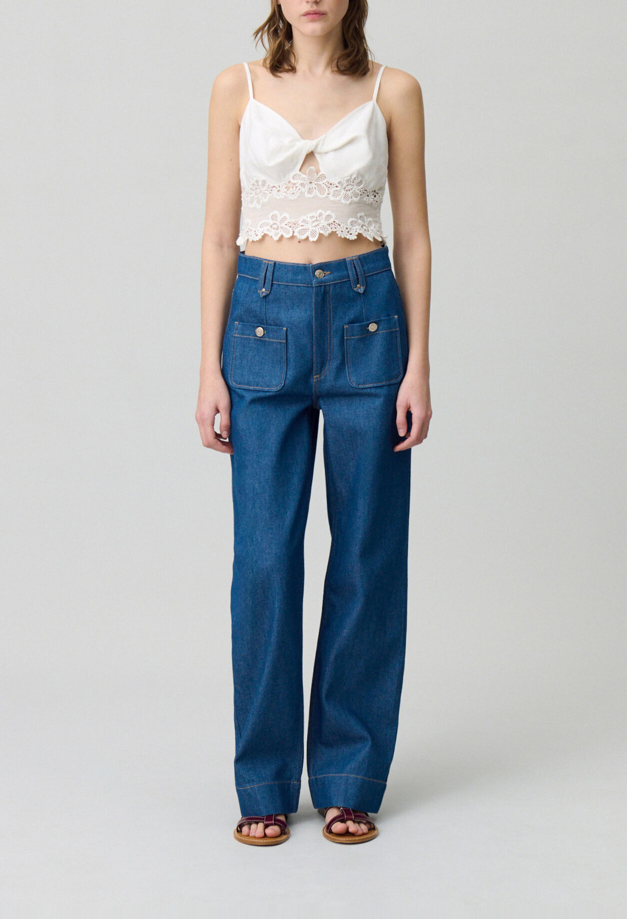 Embroidered Fine Strap Top