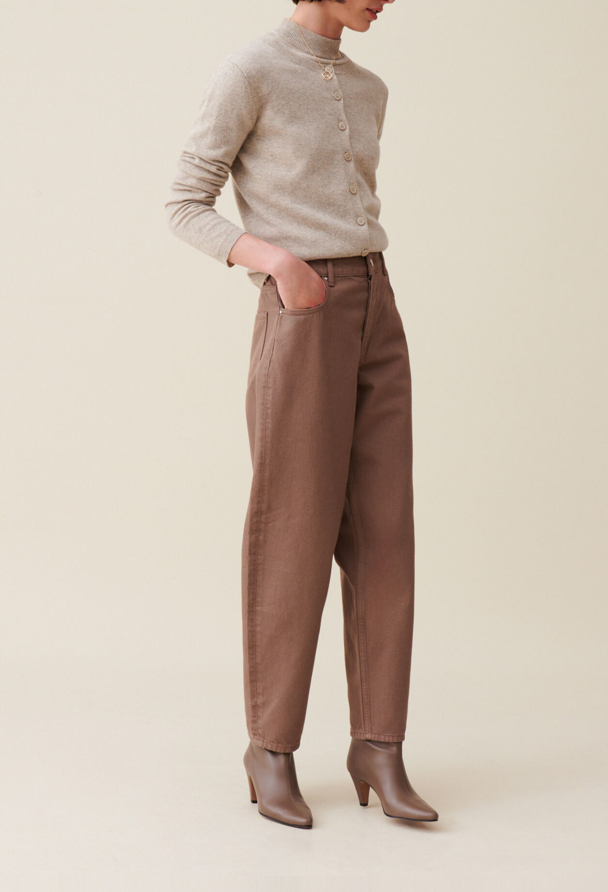 Luc taupe high-waisted jeans