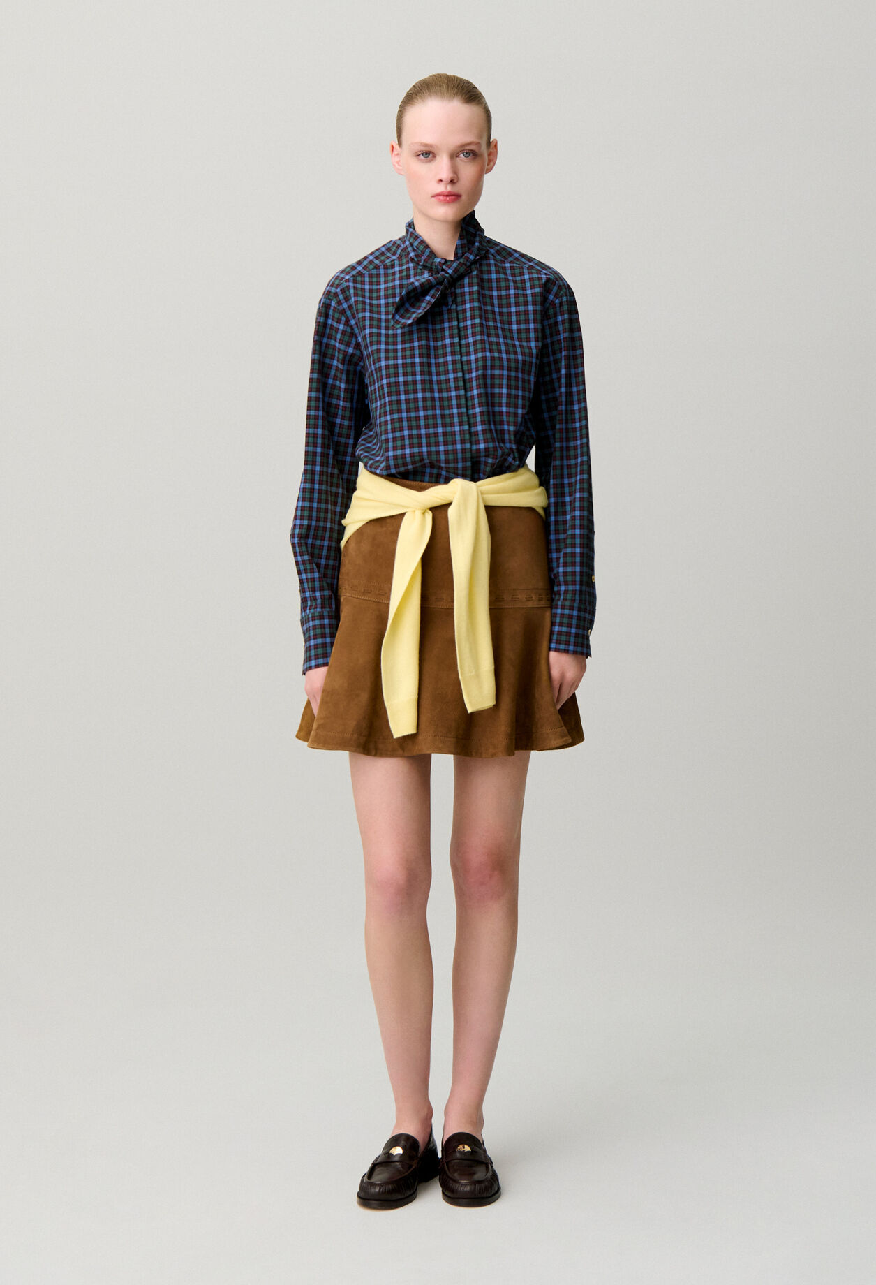 Poplin tie-neck shirt
