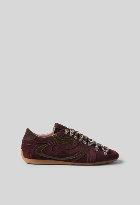 Burgundy suede swing trainers